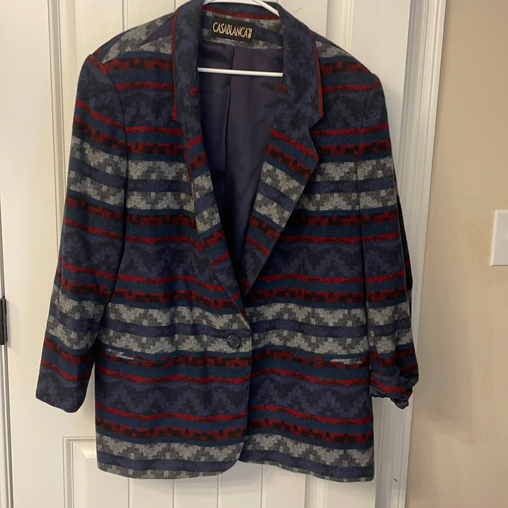 Aztec Southwest Blazer Men's Wool Blend Jacket Coat Casablanca ll